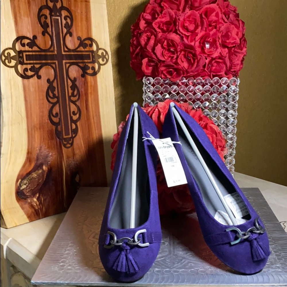 Faux suede tassel ballet flats